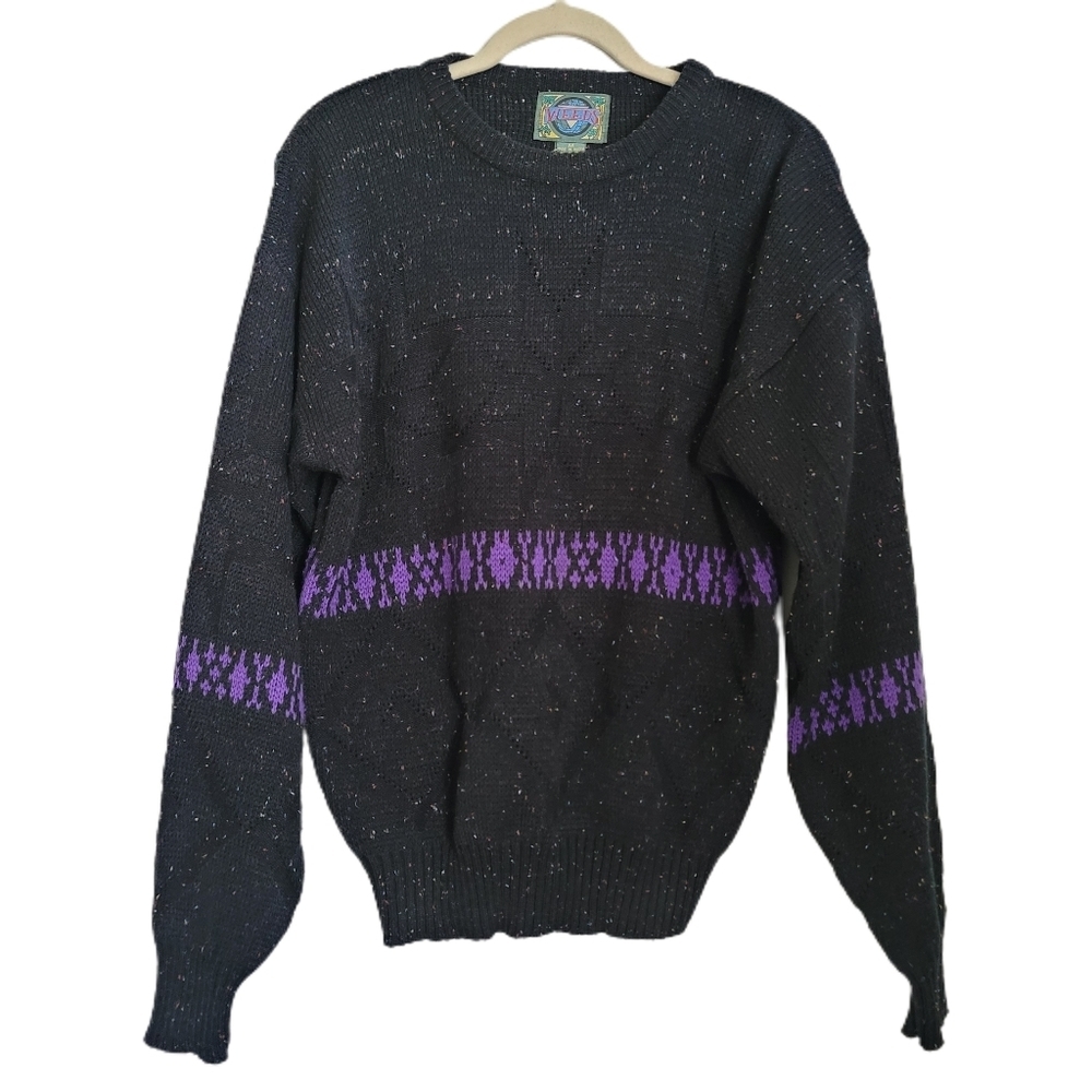 Vintage Weeds Mens Sweater M Medium Black Long Sleeve